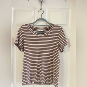 LNA Clothing short sleeve brown & white striped tee. Ribbed. VERY GUC! Size Lg.